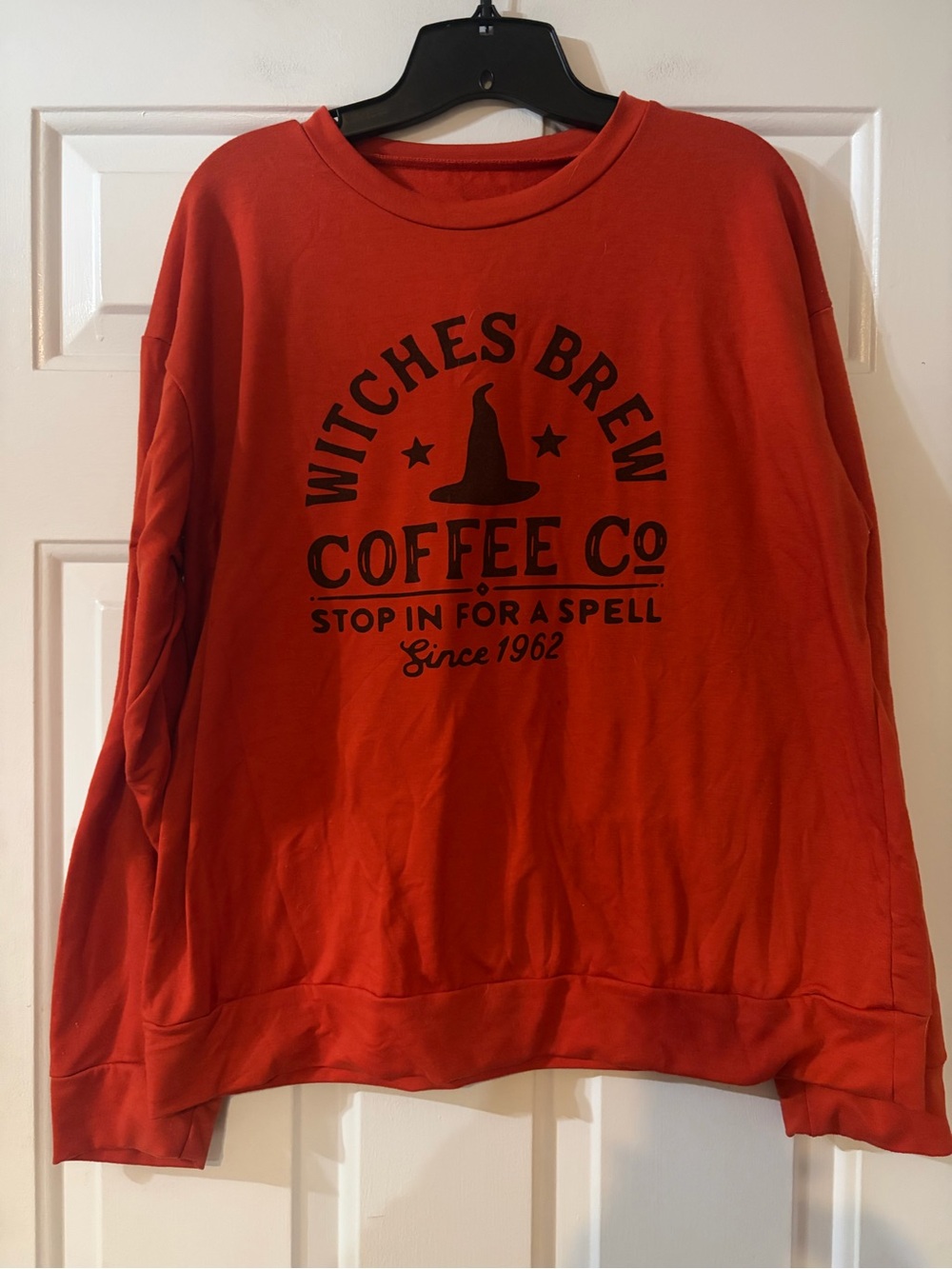 Halloween Orange Lightweight Sweatshirt Witches Brew Coffee Company. Size large.